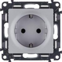 Механизм розетки 1-м СП Valena Life 16А IP20 250В 2К+З винт. зажимы алюм. Leg 753625