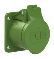 392-11f9v PCE Розетка встраиваемая 32А/24-42V/2P/IP44, фланец 54х60, никелированные контакты