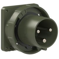 643-6.u PCE Вилка встраиваемая 125А/230V/1P+N+E/IP67, фланец 100x100, бронзово-зеленый