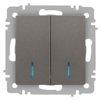 Выключатель Accent 6-105-09 двойн. с подсветкой 10А-250В IP20 СУ AL/CU титан Intro Б0063525