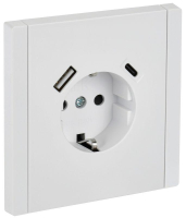 Розетка FORTE&PIANO FP247 16А USB A+C 18Вт с заземл. защ. штроки винт. крепл. бел. IEK FP-R14-16-U22-018-K01