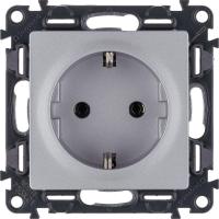 Механизм розетки 1-м СП Valena Life 16А IP2X 250В 2К+З с лиц. панелью безвинт. зажимы алюм. Leg 753621