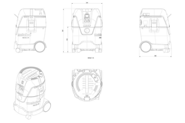 Пылесос ASA 25 L PC 1250Вт розетка ручн. очистка Metabo 602014000