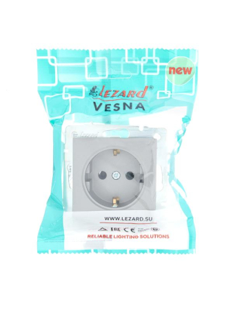 Розетка 1-м СП Vesna с заземл. ПБТ механизм платина LEZARD 742-3588-122B