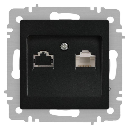 Розетка Accent 6-303-05 информационная RJ45 IP20 СУ антрацит Intro Б0063634