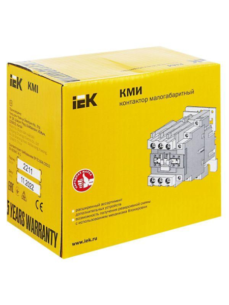 Контактор КМИ-34012 40А 400В/AC3 1HО;1H3 IEK KKM31-040-400-11