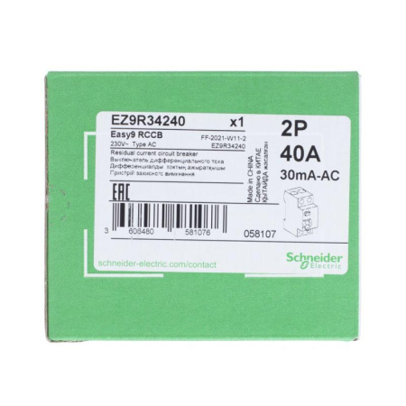 Выключатель дифференциального тока (УЗО) 2п 40А 30мА тип AC EASY9 SchE EZ9R34240