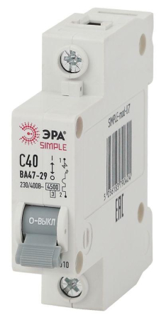 Выключатель автоматический модульный 1п C 40А 4.5кА ВА47-29 SIMPLE-mod-07 ЭРА Б0039224
