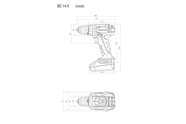 Винтоверт аккумуляторный BS 14.4 2х2.0Ач LiIon с набором оснастки Metabo 602206880