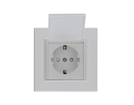 Розетка 1-м с крышкой Karea LINE STAR с заземл. жемчуж. Makel 86100029