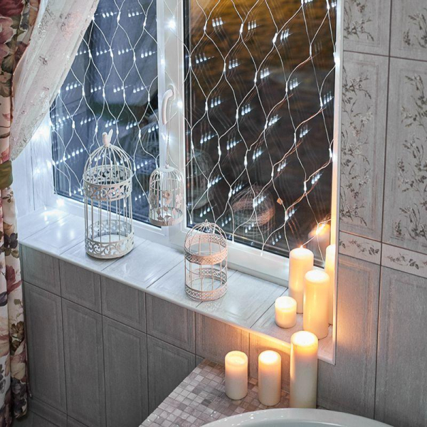 Гирлянда "Сеть" с контроллером 1.5х1.5м 150LED бел. прозр. провод 12Вт 230В IP20 NEON-NIGHT 215-125