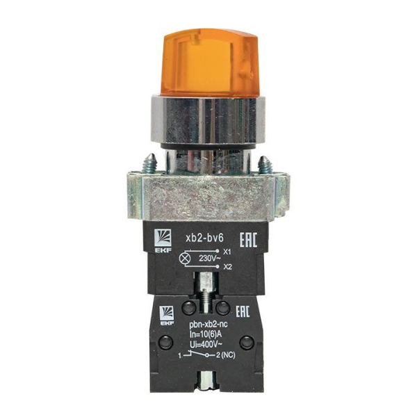 Переключатель BD33 3P с желт. подстветкой 230В NO PROxima EKF xb2-bk33-y-230