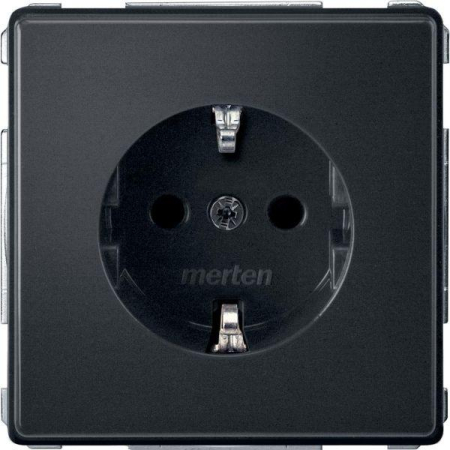 Розетка 1-м СП Merten Aquadesign 16А IP20 с заземл. механизм антрацит SchE MTN2300-7214