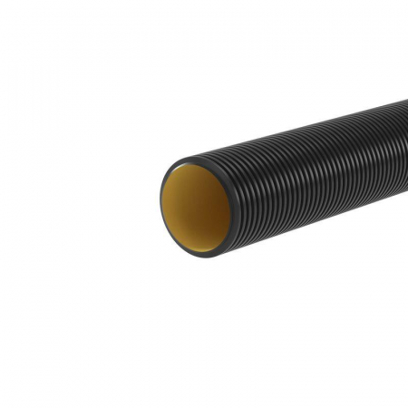 Труба гофрированная двустенная ПНД жесткая d160мм с муфтой для кабельной канализации SN8 750Н черн. (уп.6м) DKC 160916A-8K