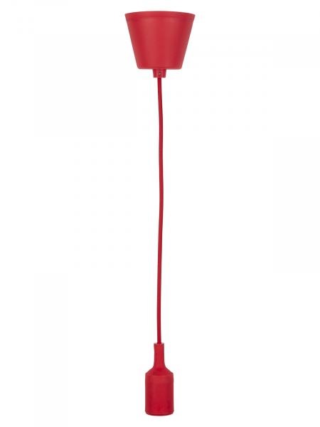 Патрон пластиковый Е27 с подвесом 1 м, красный TDM