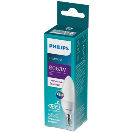 Лампа светодиодная ESS LEDCandle 7Вт B38FR 806лм E14 840 PHILIPS 929002972717