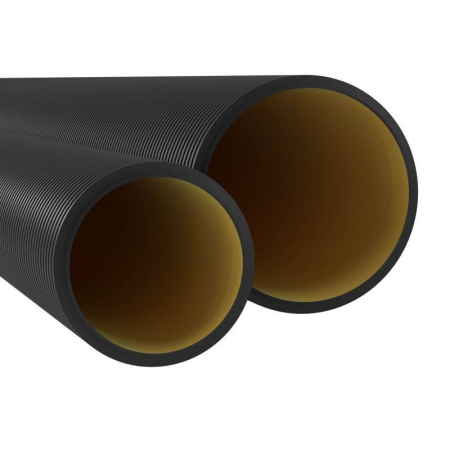 Труба гофрированная двустенная ПНД жесткая d125мм с муфтой для кабельной канализации SN10 750Н черн. (дл.5.70м) DKC 160912A57