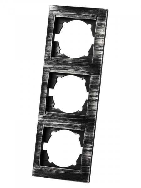 Рамка 3-х постовая вертикальная старинное серебро "Лама" TDM