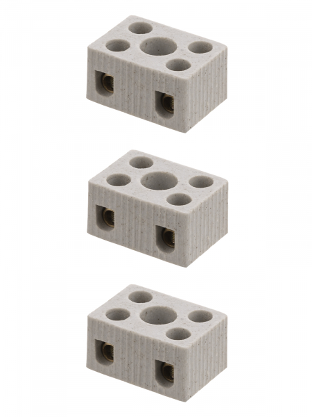 Керамический блок зажимов 10 Ампер 2 пары контактов с крепежным отверстием TDM