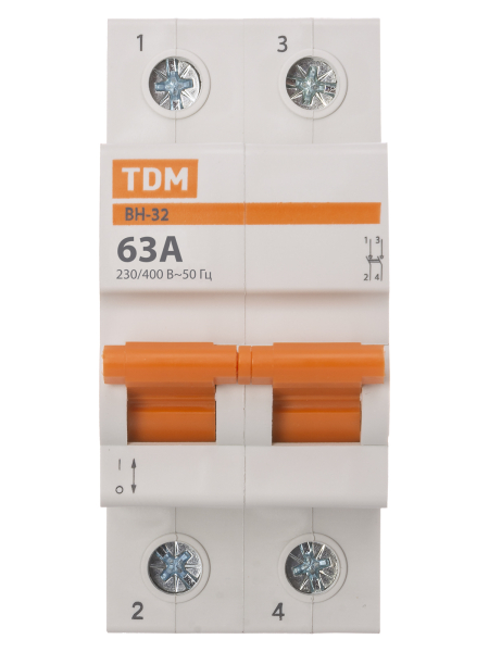 Выключатель нагрузки (мини-рубильник) ВН-32 2P 63A Home Use TDM