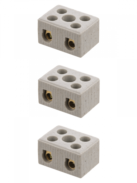 Керамический блок зажимов 15 Ампер 2 пары контактов с крепежным отверстием TDM