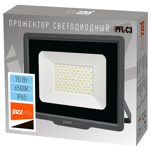 Прожектор светодиодный PFL-C3 70Вт 6500К IP65 закален. прозр. стекло JazzWay 5023604A