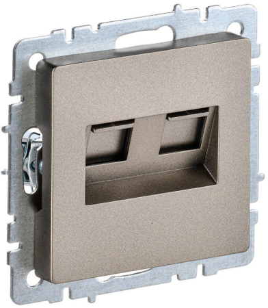 Розетка двойная СП RJ11+RJ45 кат.5E BRITE РК/Т12-БрШ шампань IEK BR-KT20-O-1-K37