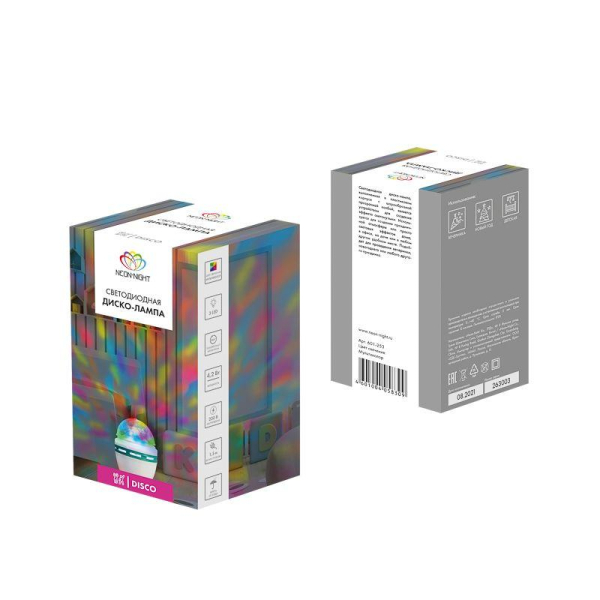 Лампа светодиодная "Диско" 3LED RGB 6Вт E27 220В 80х80х195мм NEON-NIGHT 601-253