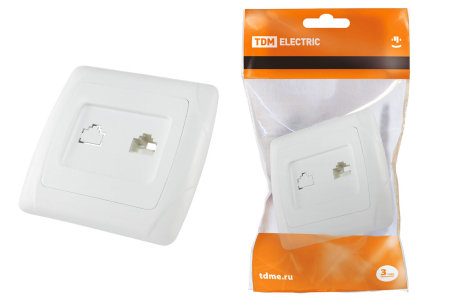 Розетка компьютерная RJ45  белая "Онега" TDM