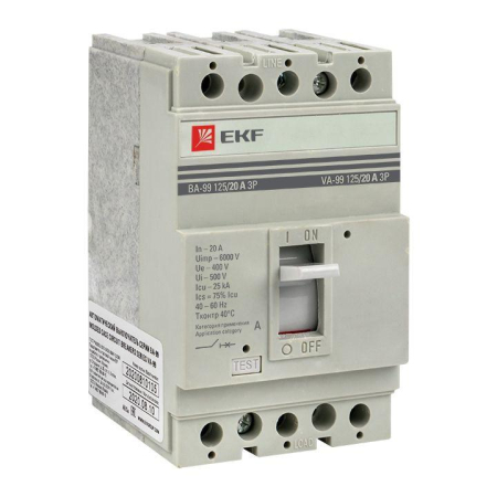Выключатель автоматический 3п 125/20А 25кА ВА-99 PROxima EKF mccb99-125-20
