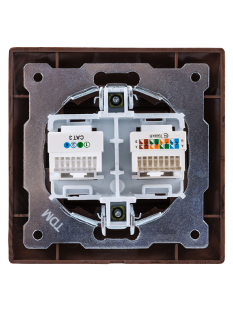 Розетка телефонная RJ11 + компьютерная RJ45 венге "Лама" TDM