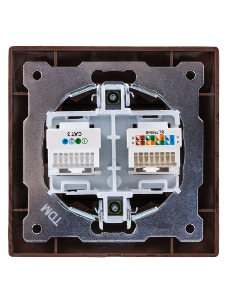 Розетка телефонная RJ11 + компьютерная RJ45 венге "Лама" TDM