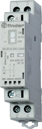 Контактор модульный 2NO 25А AgNi 230В АС/DC 17.5мм IP20 мех. индикатор FINDER 223202301320