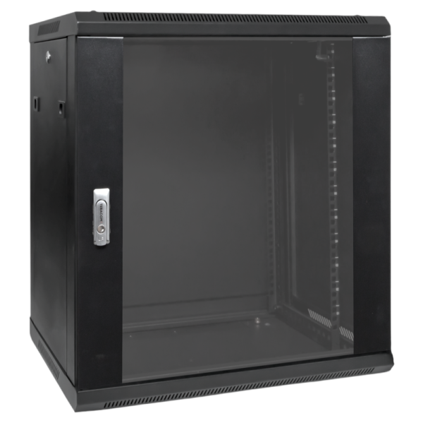 Шкаф настенный 19дюйм TERACOM PRO 12U 600600мм дверь стеклянная с замком-ручкой черн. EKF TRP-WLL-1266-40B