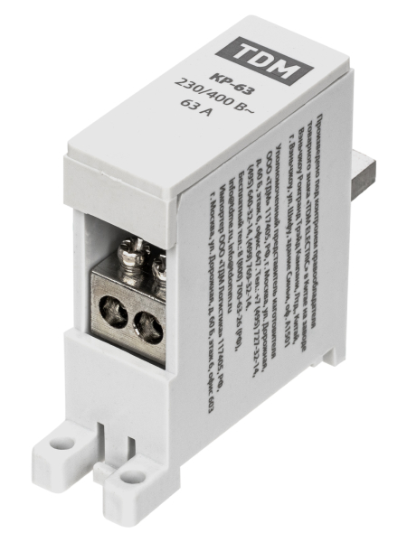 Клемма распределительная на DIN-рейку КР-63 1П 63А (2х10мм²) TDM