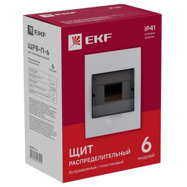 Щит распределительный ЩРВ-П-6 IP41 EKF pb40-v-6