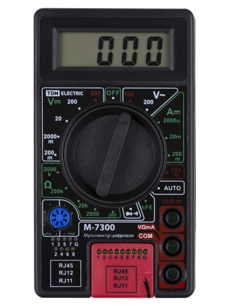 Мультиметр цифровой серия "МастерЭлектрик" М-7300 (каб.тестер RJ-11,12,45) TDM