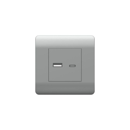 Розетка USB NEW3-E тип A+C 5В/2.1А серебр. CHINT 431451