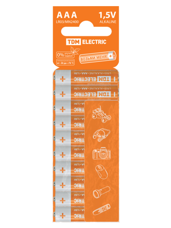 Элемент питания LR03 AAA Alkaline 1,5V SC-10 TDM