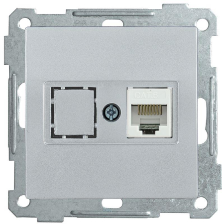 Розетка компьютерная СП Bolero РК11-1-Б RJ45 кат.6 механизм серебр. IEK EKB16-01-K23
