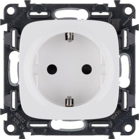 Механизм розетки 1-м СП Valena Allure 16А IP20 250В 2К+З с лиц. панелью винт. зажимы бел. Leg 753724
