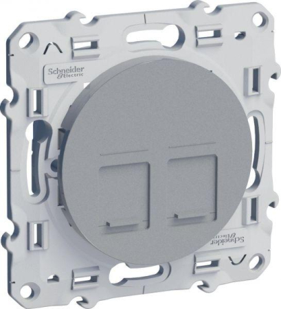 Розетка компьютерная 2-м СП Odace RJ45 кат.5E неэкранир. механизм алюм. SchE S53R481