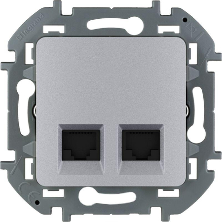 Розетка RJ45 2-м Inspiria CAT.6 UTP алюм. Leg 673842