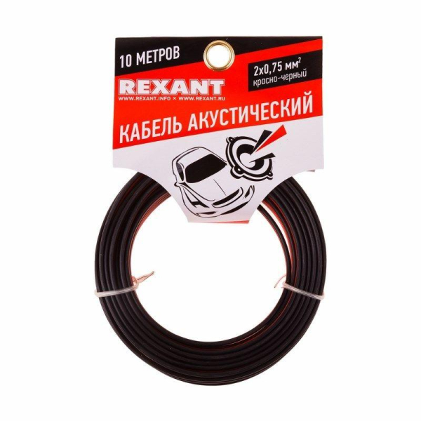 Кабель Stereo 2х0.75 красн./черн. (уп.10м) Rexant 01-6104-3-10