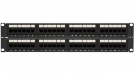 Патч-панель 19дюйм 2UCAT6 48 портов RJ45 неэкранированная DKC RN6PPU242