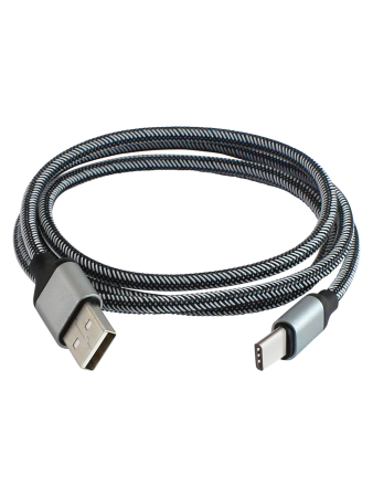 Дата-кабель, ДК 11, USB - USB Type-C, 1 м, тканевая оплетка, серый, TDM