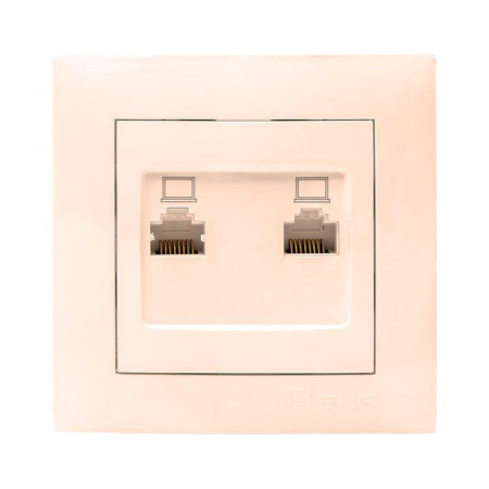 Розетка компьютерная 2-м СП Валенсия RJ45 крем. PROxima EKF EWK02-035-20