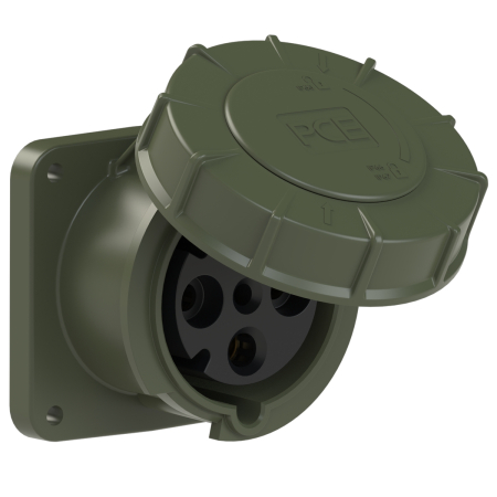 334-6u PCE Розетка встраиваемая 63А/400V/3P+E/IP67 цвет бронзово-зеленый
