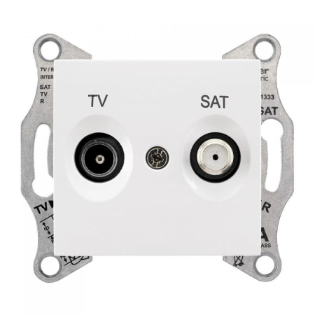 Розетка телевизионная проходная TV/SAT 2-м СП Sedna 8дБ механизм бел. SchE SDN3401221