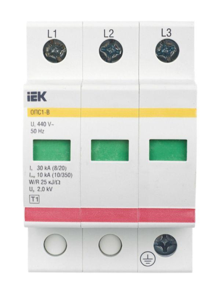 Ограничитель перенапряжения ОПС1-B 3P IEK MOP20-3-B